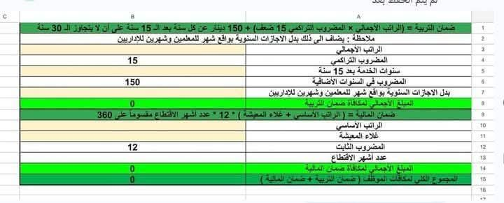 masatalemi | كيفية حساب مكافأة نهاية الخدمةمكافأة نهاية الخدمة =ضمان التربية+ ضمان المالية